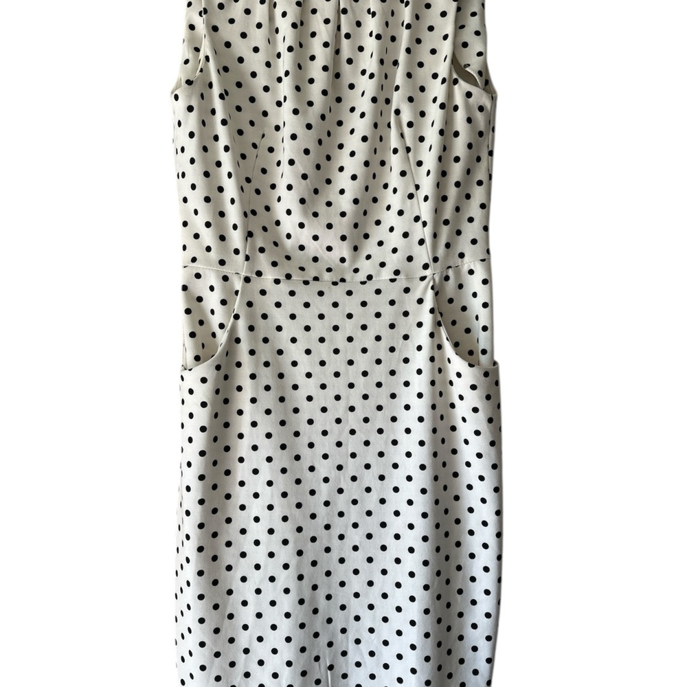 Chaps Cream Polka Dot Sleeveless Midi Dress